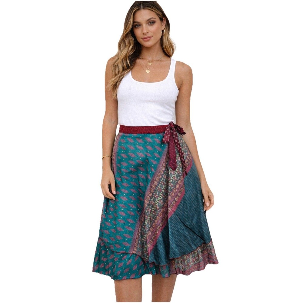 Dori Style Colorful Wrap Skirt OS Boho Peasant